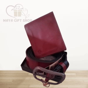 Classic Leather Duo: Brown Leather Belt & Wallet Set