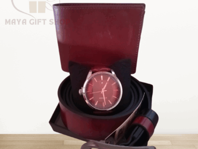 Timeless Gentleman’s Gift Set: Curren Watch, Brown Leather Belt & Wallet