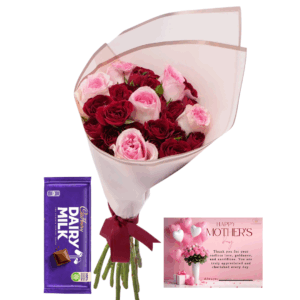 Rose Bouquet with Cadbury Chocolate & Mother’s Day Card